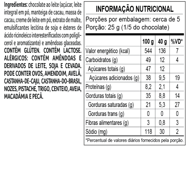 Tablete do Chef ao Leite com Amêndoas 120g - Image 2
